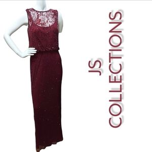 JS Collections Burgundy Sparkly Dress Size 8